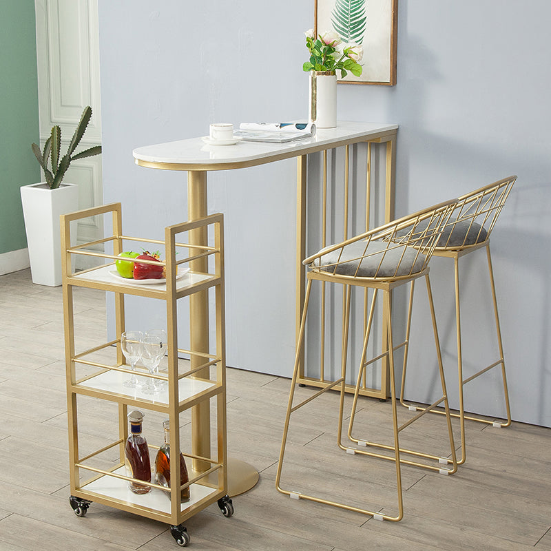Metal Low Back Counter-height Stool with Footrest and Upholstered