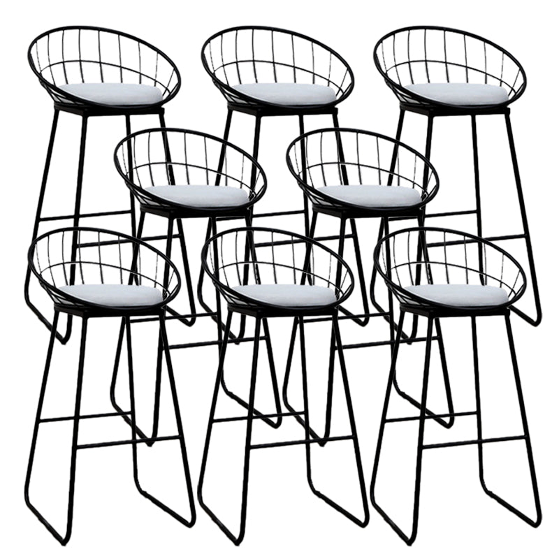Metal Low Back Counter-height Stool with Footrest and Upholstered