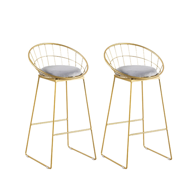 Metal Low Back Counter-height Stool with Footrest and Upholstered