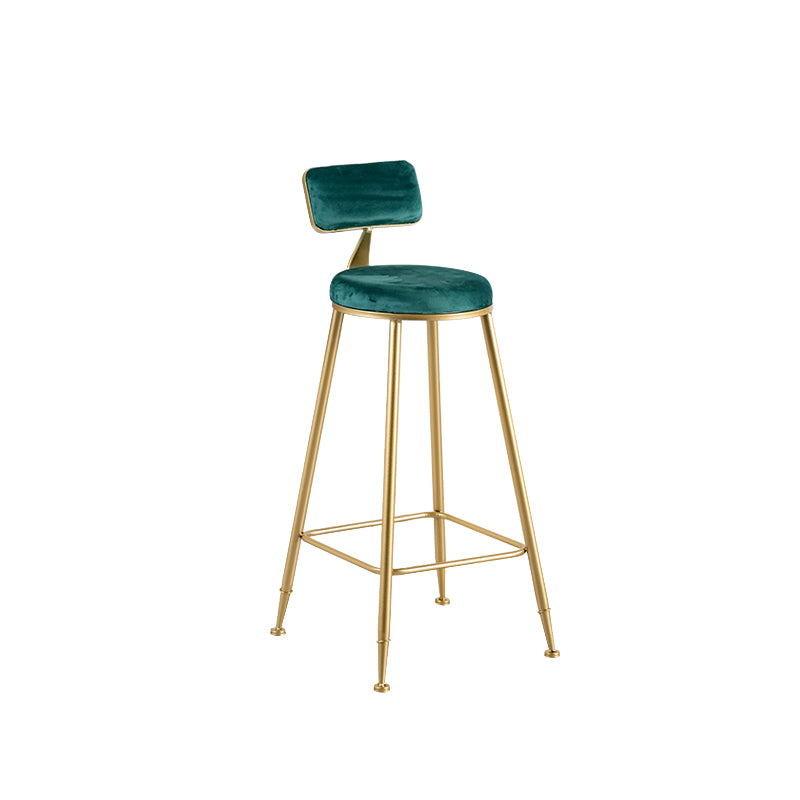 Metal Low Back Counter-height Stool with Footrest and Upholstered