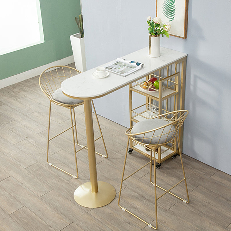 Metal Low Back Counter-height Stool with Footrest and Upholstered