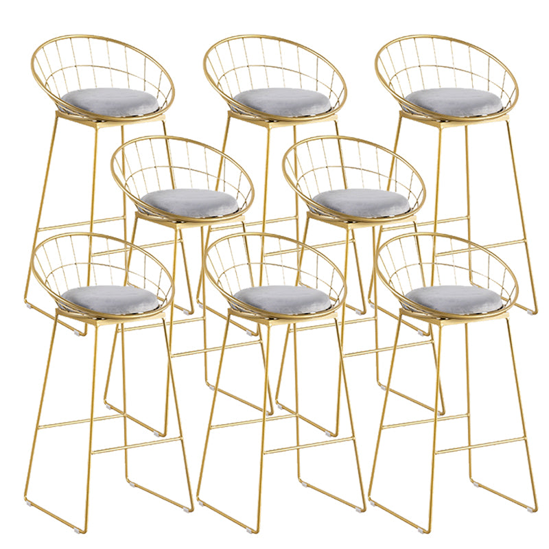 Metal Low Back Counter-height Stool with Footrest and Upholstered