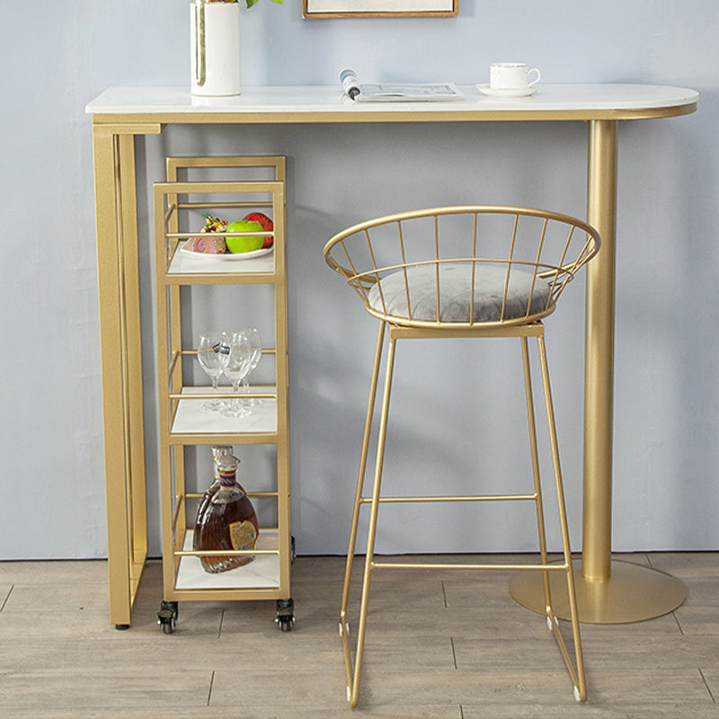 Metal Low Back Counter-height Stool with Footrest and Upholstered