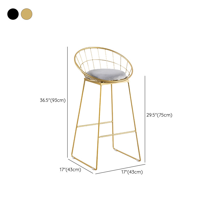 Metal Low Back Counter-height Stool with Footrest and Upholstered