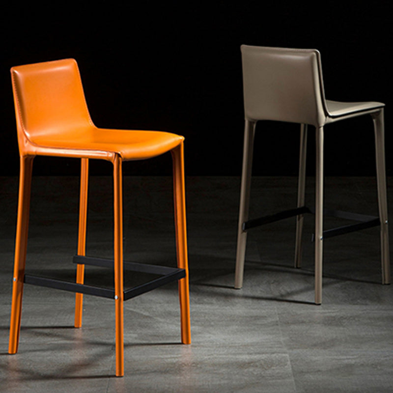 Contemporary Metal Legs Faux Leather Upholstered Living Room Bar Stool