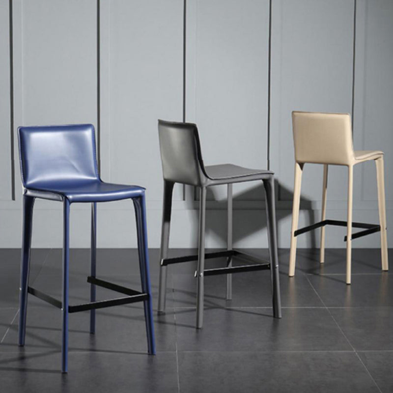 Contemporary Metal Legs Faux Leather Upholstered Living Room Bar Stool