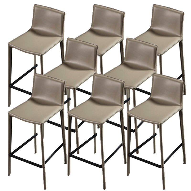 Contemporary Metal Legs Faux Leather Upholstered Living Room Bar Stool