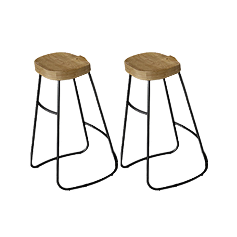 Modern Backless Counter Height Stools with Metal and Solid Wood