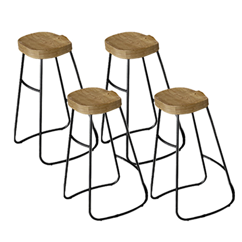 Modern Backless Counter Height Stools with Metal and Solid Wood