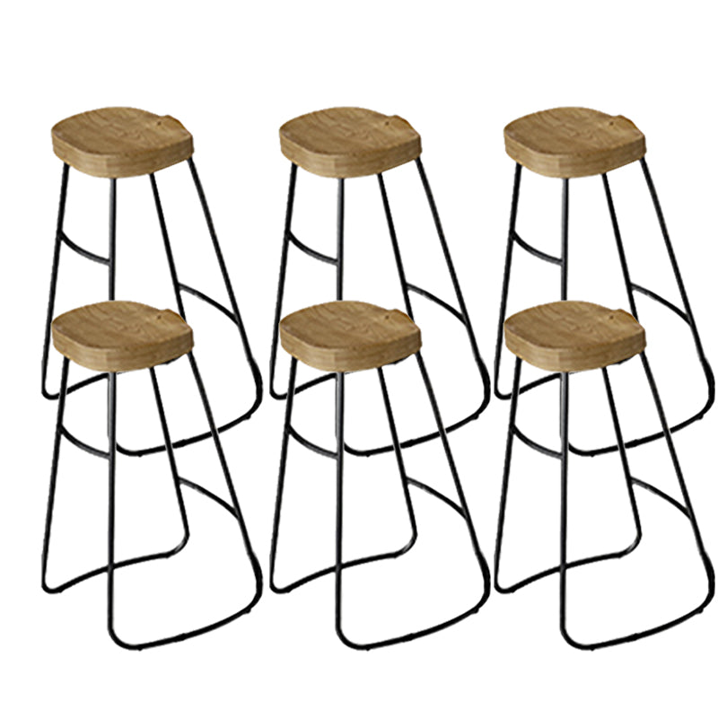 Modern Backless Counter Height Stools with Metal and Solid Wood