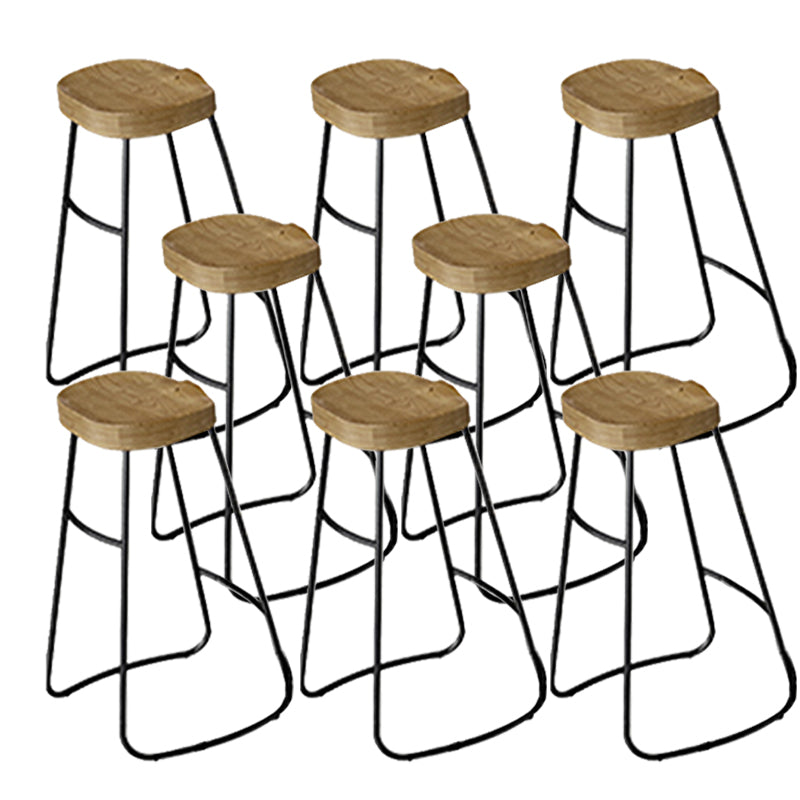 Modern Backless Counter Height Stools with Metal and Solid Wood