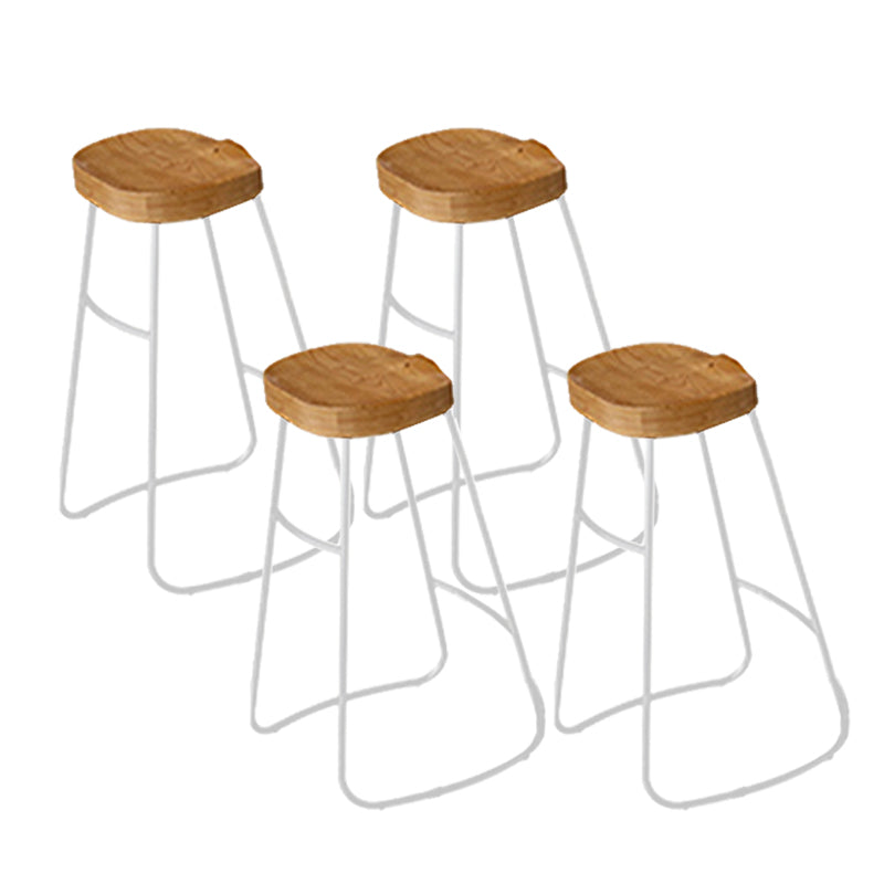 Modern Backless Counter Height Stools with Metal and Solid Wood