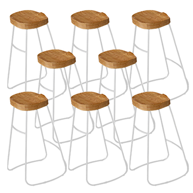 Modern Backless Counter Height Stools with Metal and Solid Wood