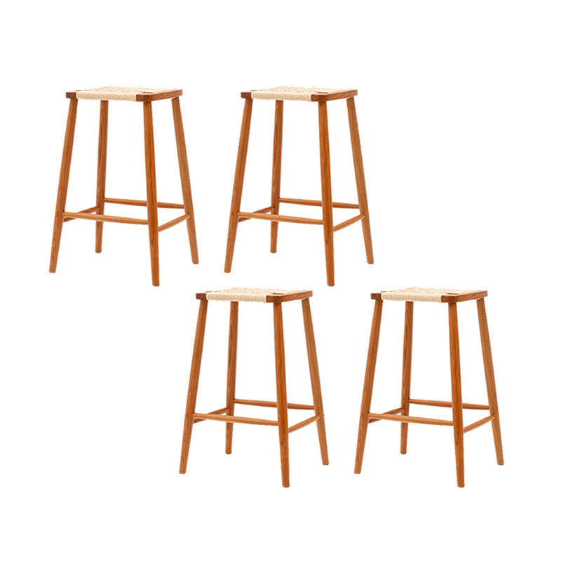 Contemporary Cherry Solid Wood Backless Bar Stool with Footrest