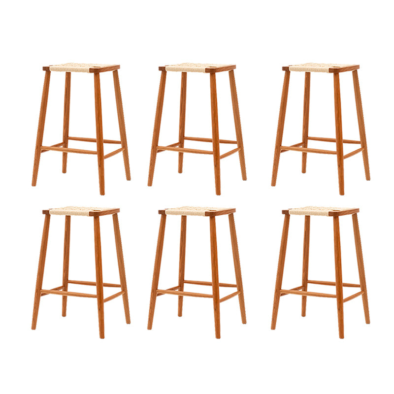 Contemporary Cherry Solid Wood Backless Bar Stool with Footrest