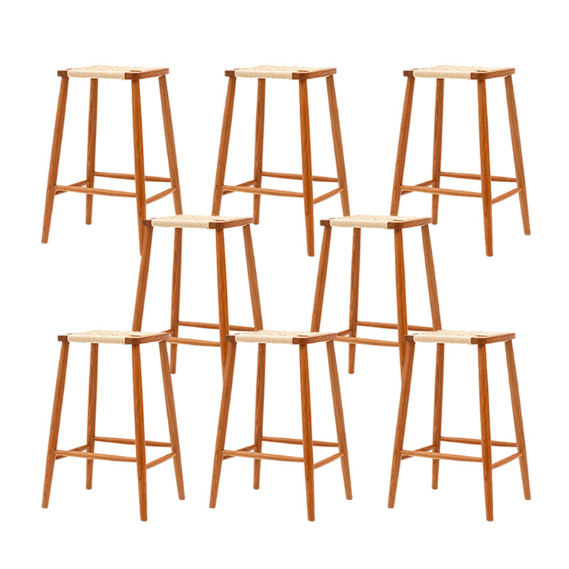 Contemporary Cherry Solid Wood Backless Bar Stool with Footrest