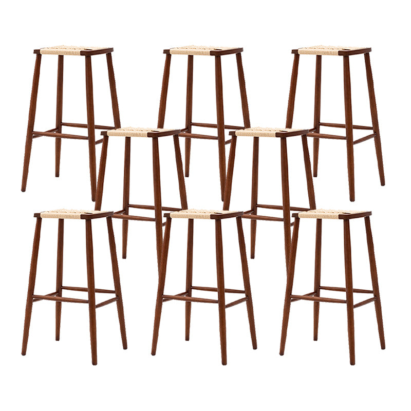 Contemporary Cherry Solid Wood Backless Bar Stool with Footrest