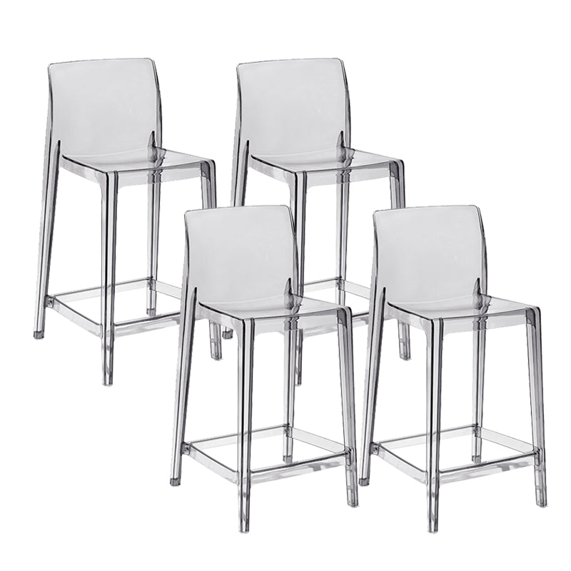 Contemporary Plastic Low Back Indoor Bar Stool with Footrest