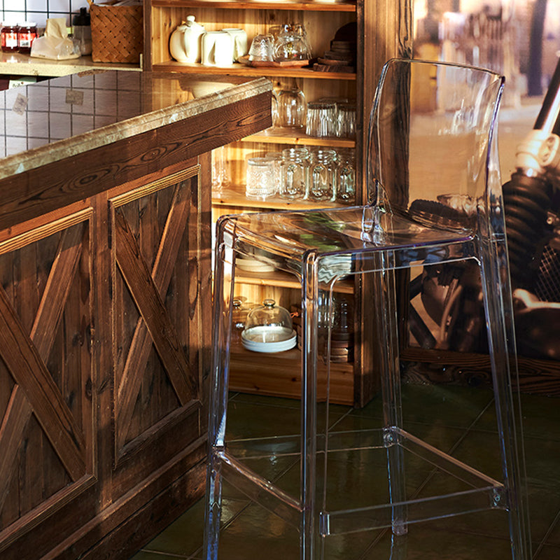 Contemporary Plastic Low Back Indoor Bar Stool with Footrest