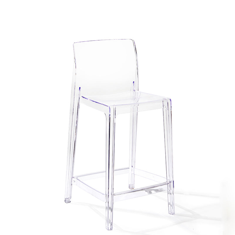 Contemporary Plastic Low Back Indoor Bar Stool with Footrest