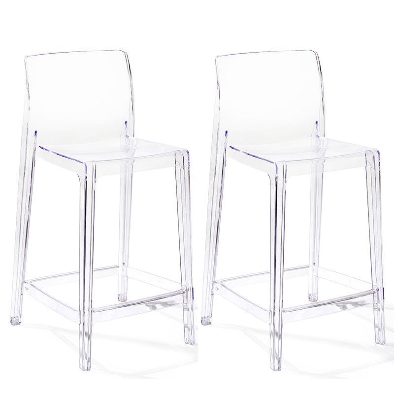 Contemporary Plastic Low Back Indoor Bar Stool with Footrest