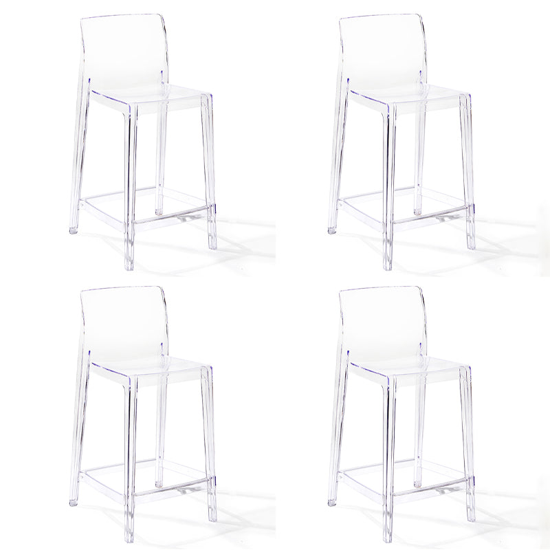 Contemporary Plastic Low Back Indoor Bar Stool with Footrest