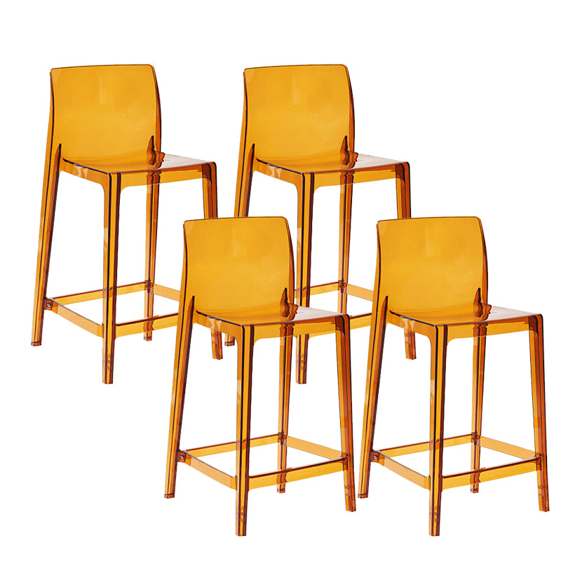 Contemporary Plastic Low Back Indoor Bar Stool with Footrest