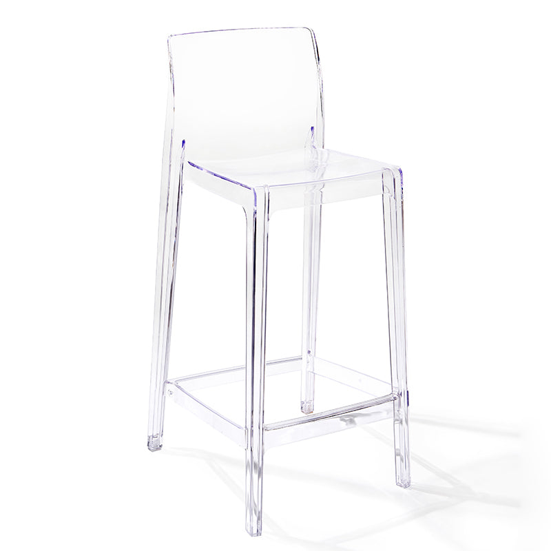 Contemporary Plastic Low Back Indoor Bar Stool with Footrest