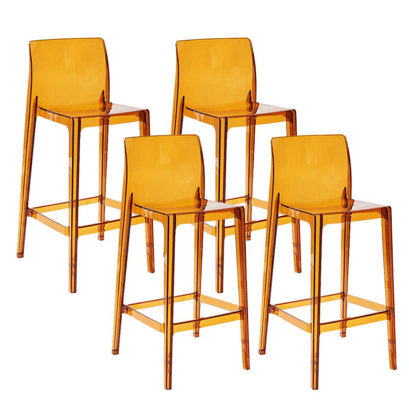Contemporary Plastic Low Back Indoor Bar Stool with Footrest