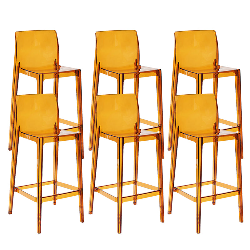 Contemporary Plastic Low Back Indoor Bar Stool with Footrest