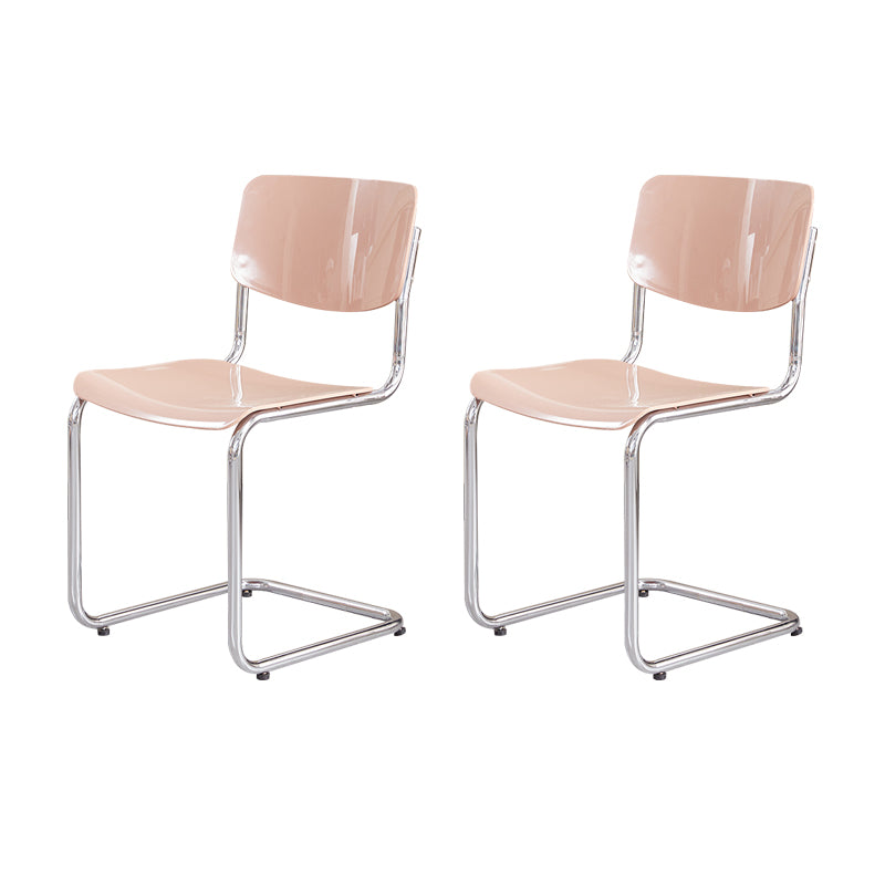 Modern Dining Room Open Back Silver Leg Armless Dining Chair