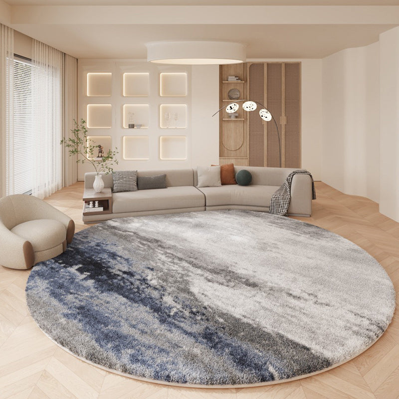 Abstract Print Pet Friendly Lambswool Modern Round Living Room Area Rug