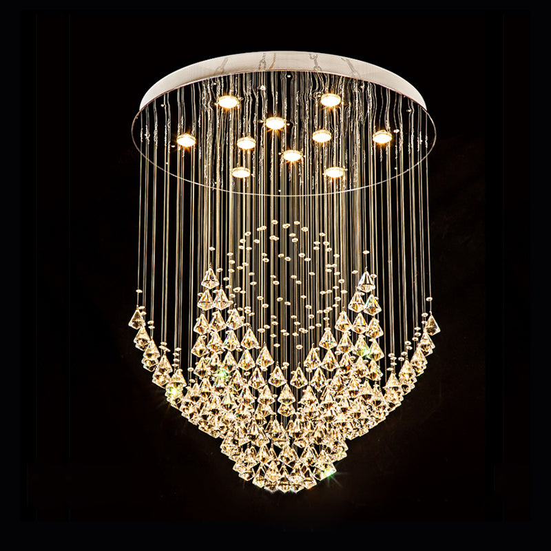 8 Heads Flush Ceiling Light Fixture Modernism Raindrop Crystal Diamond Flush Mounted Lamp in Chrome