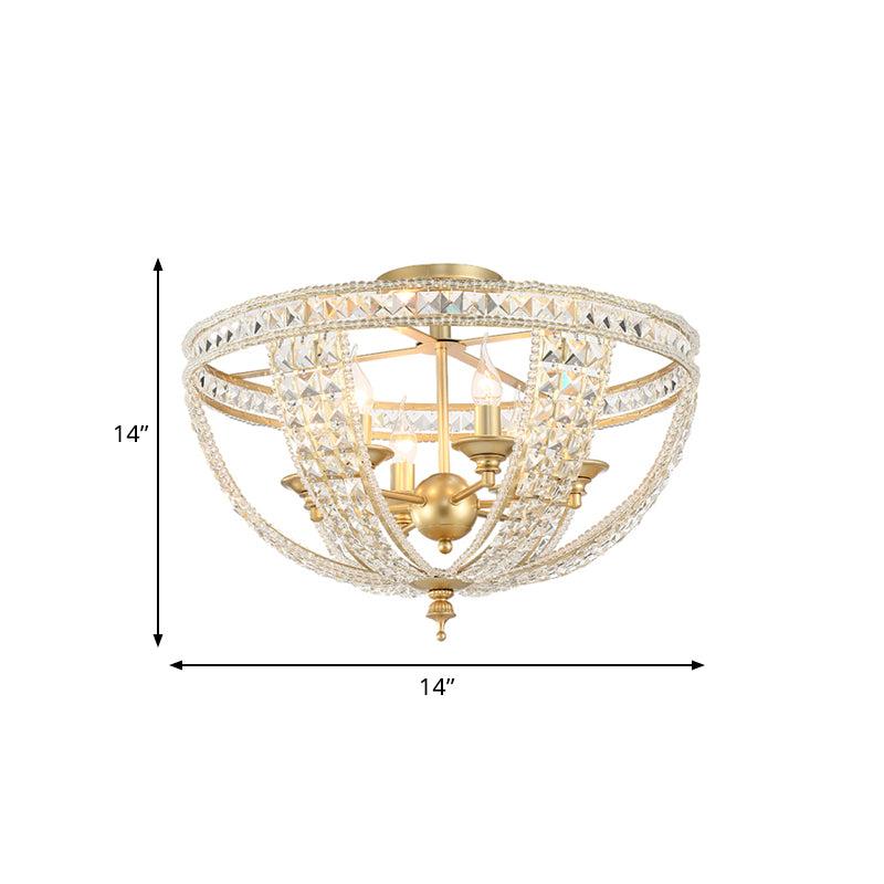 3/4 LUCI CHRIDAL Crystal semi -montaggio illuminazione tradizionale cesto in oro Basked Aitura del soffitto, largo 14 "/18"