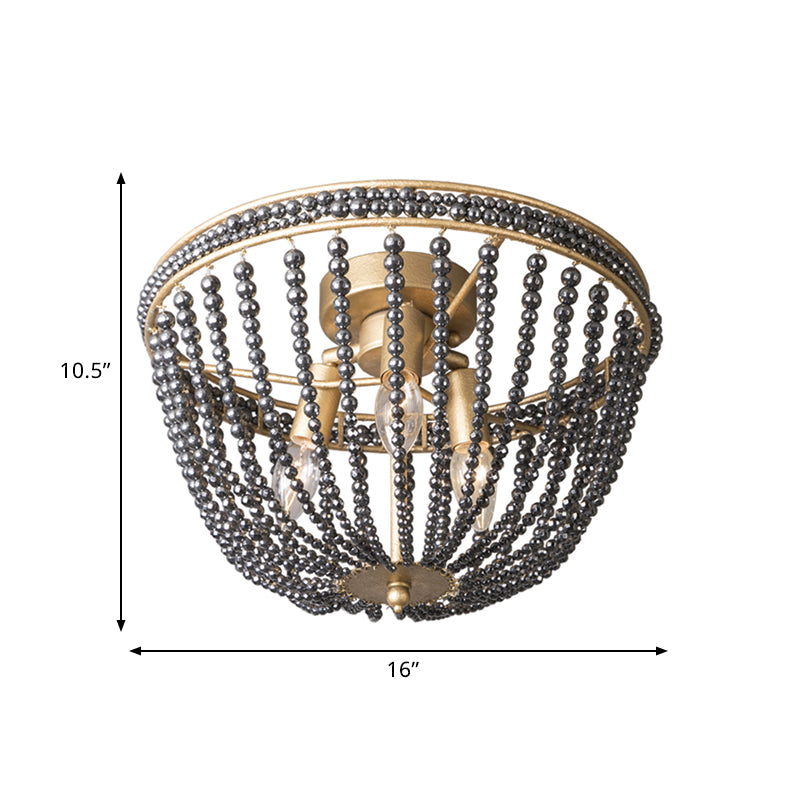 3 bulbos semi descarga de la sala de estar minimalista iluminación de techo con canasta de sombra de mordedura de cristal en oro