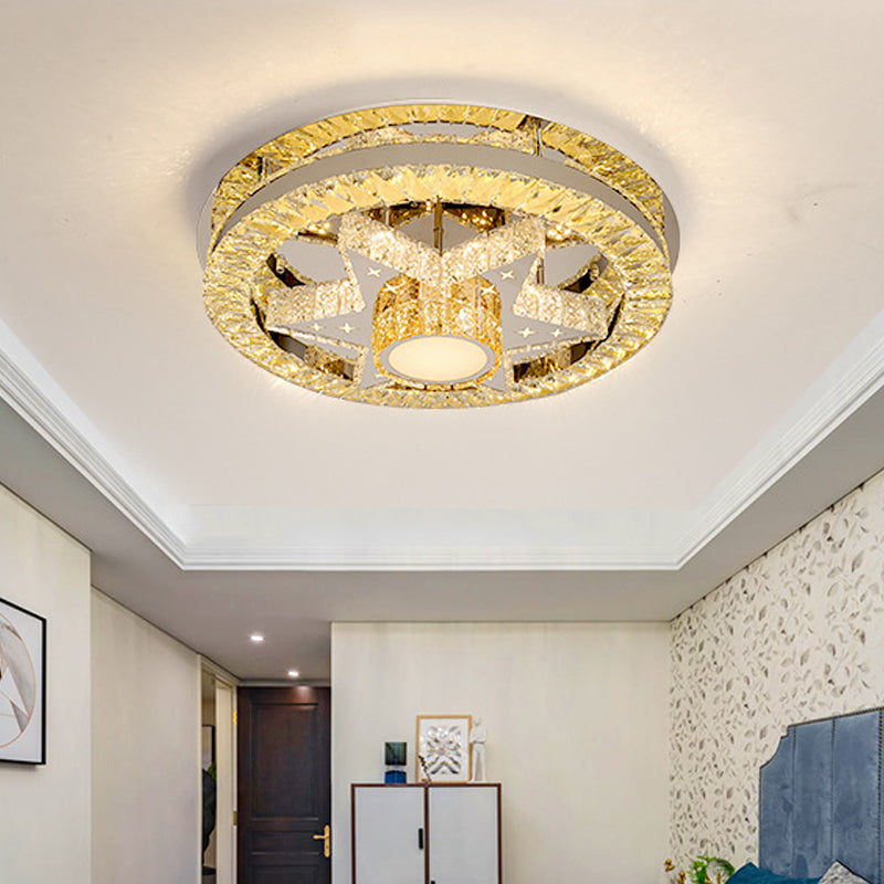 Clover / Star Bedroom Semi Mount Lighting Modernisme Crystal Chrome LED Flush Plafond Light