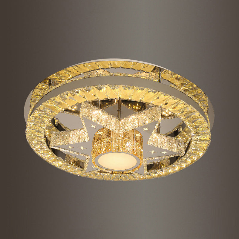 Clover/Star dormitorio semi iluminación de semi modernismo cristal cromo led descarga de techo de techo