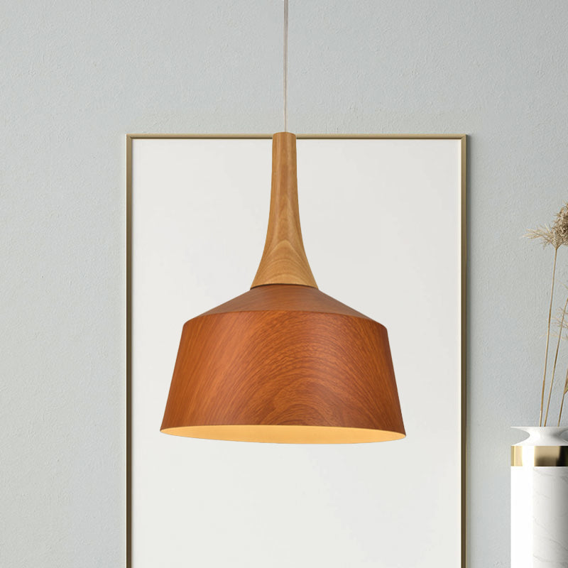 1 Glühbirne Scheune Suspension Leichter Farmstil Weiß/Rotbraun/Kaffee Aluminium Hanging Lamp Kit mit Holzkappe