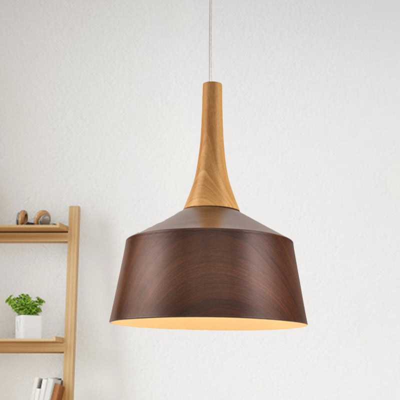 1 Glühbirne Scheune Suspension Leichter Farmstil Weiß/Rotbraun/Kaffee Aluminium Hanging Lamp Kit mit Holzkappe
