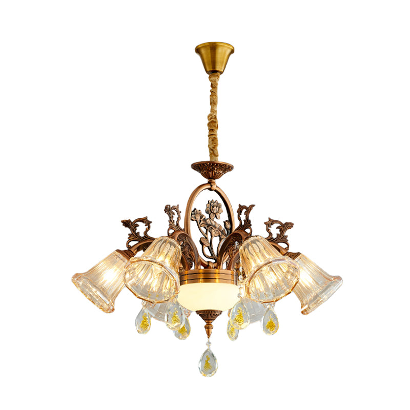 Lampadella per la sala da pranzo Bell Crystal tradizionale Crystal 6/8 Bronzo Sospeped Lighting Freet