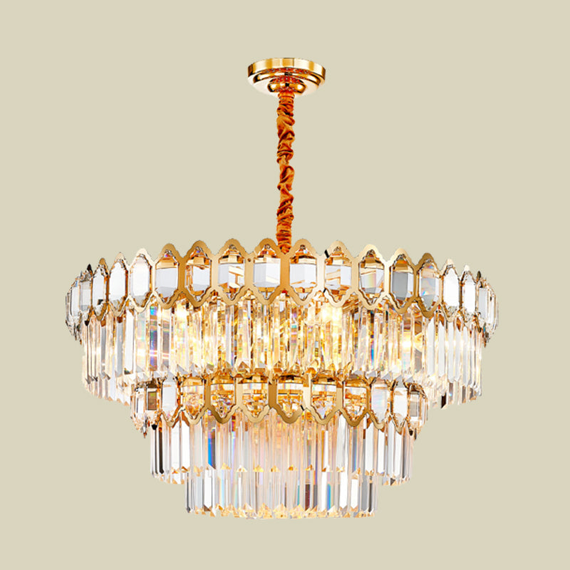 Lampe à lustre en cristal conique à niveaux