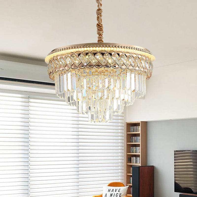 Tiers modernes Chandelier Crystal Prism LED PRENDANT PRENDANT LEUR AVEC TRAITE