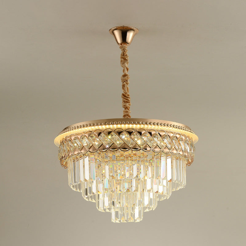 Tiers modernes Chandelier Crystal Prism LED PRENDANT PRENDANT LEUR AVEC TRAITE