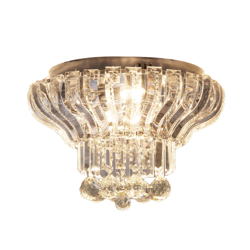 Flared LED Flush Mount Light Minimalist Clear Crystal Close to Ceiling Lighting for Bedroom