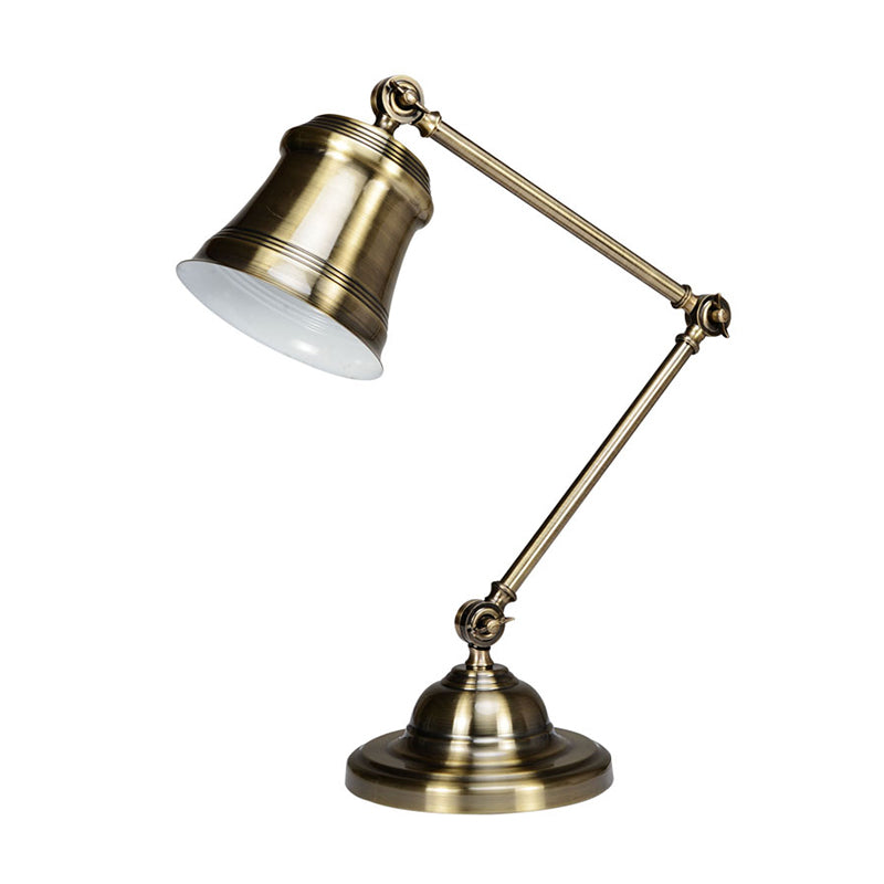 Trumpet Shade Study Desk Reading Lamp Vintage Metal Single Gold Finish Task Light with Adjustable Arm