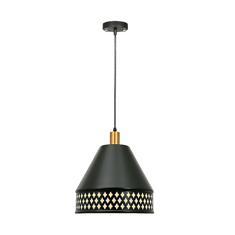 Industrial Taper Decke Anhängerlampe Einer Glühbirnen -Hang -Licht mit Ausschnitten in Schwarz