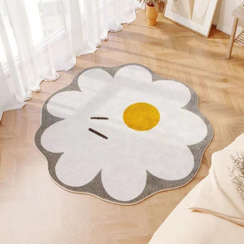 Pet Friendly Novelty Lambswool Floral Print Modern Living Room Area Carpet