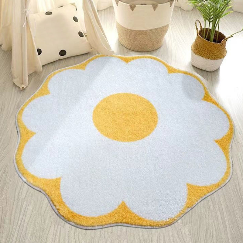 Pet Friendly Novelty Lambswool Floral Print Modern Living Room Area Carpet