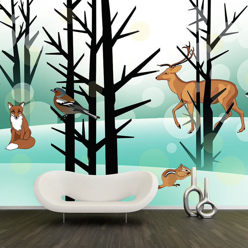 Animal Illustration Mural Horizontal Antifouling for Living Room Wall Decor