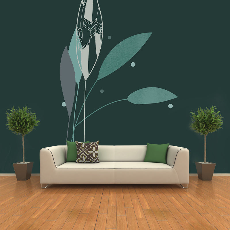 Simple Botanical Illustration Mural Moisture Resistant for Wall Decoration